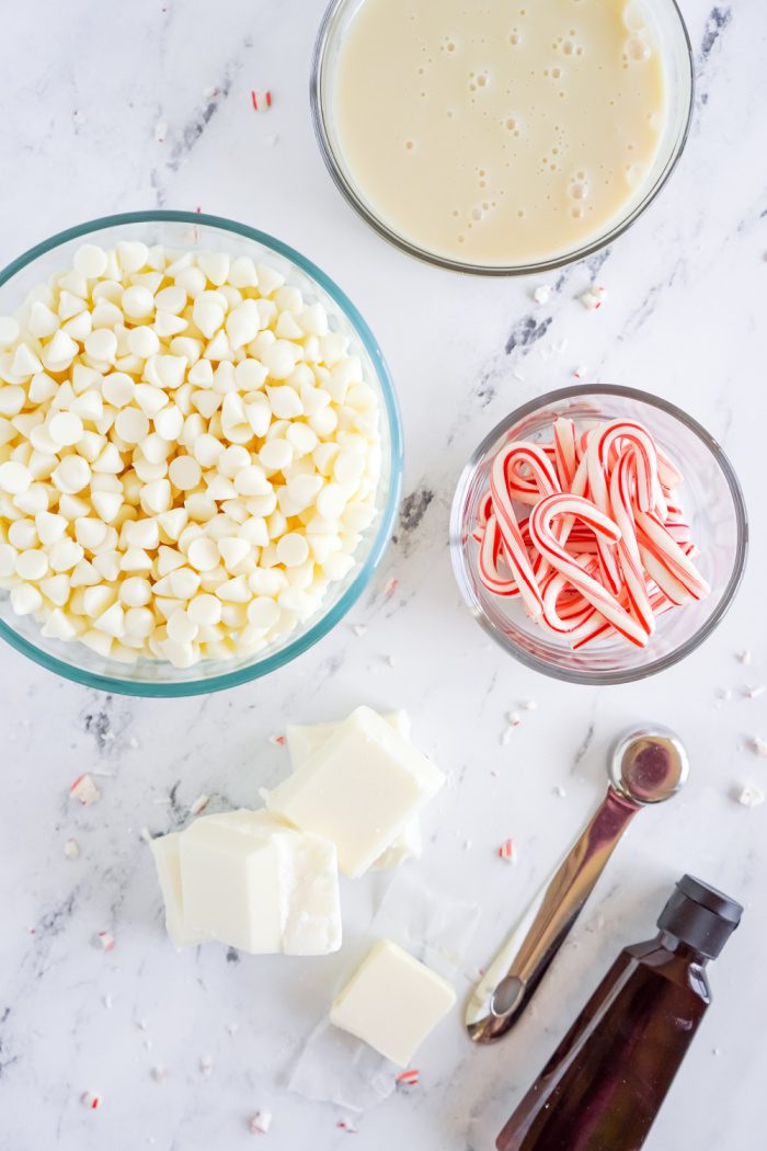 White Chocolate Candy Cane Fudge Ingredients