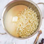 White Chocolate Chips, Sweetened Condensed Milk, and Butter in Saucepan