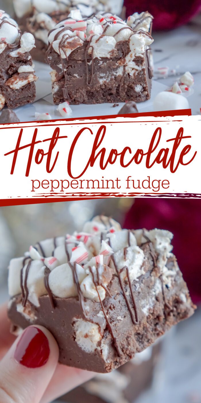 A photo of hot chocolate peppermint fudge.