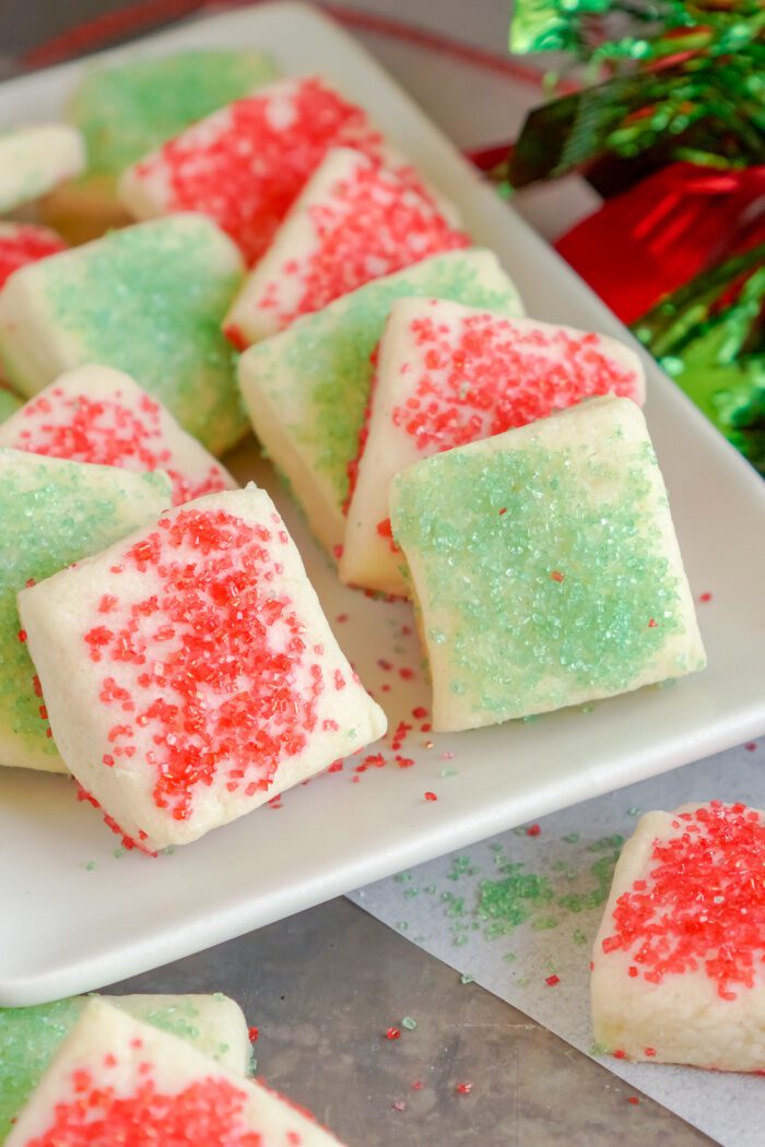 Plate of Mini Christmas Sugar Cookie Bites