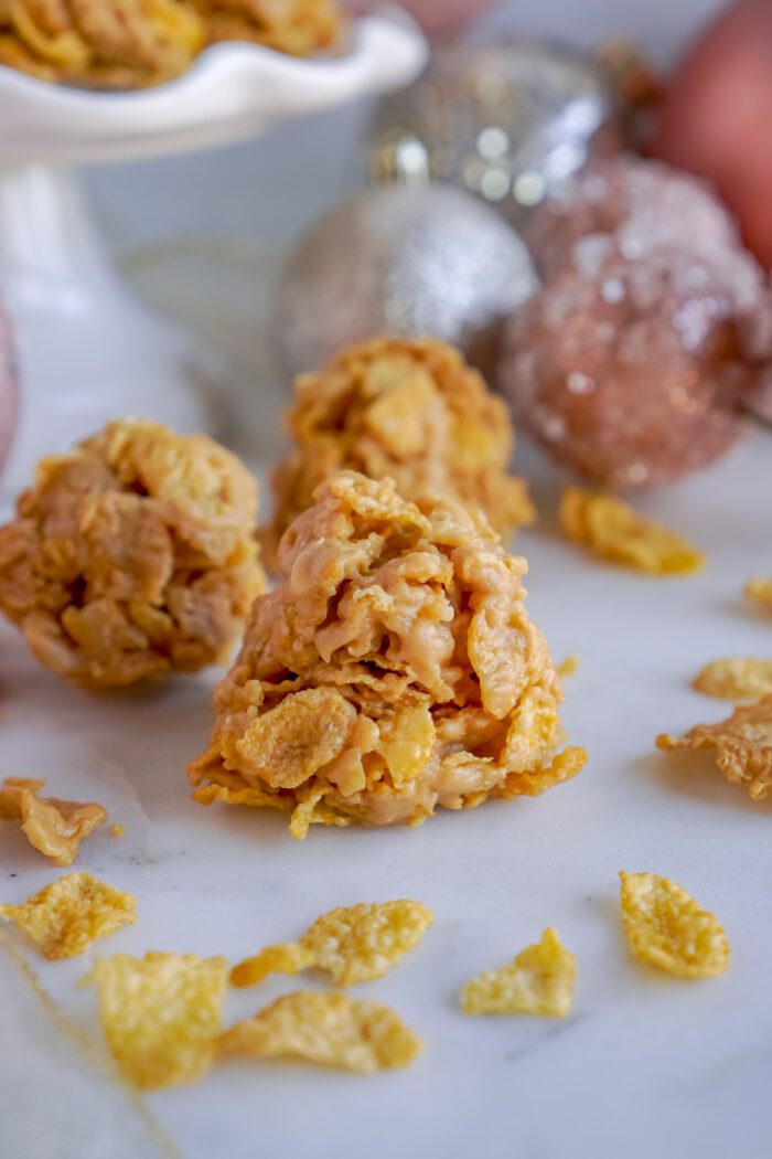 Close up of a No Bake Cornflake Cookie