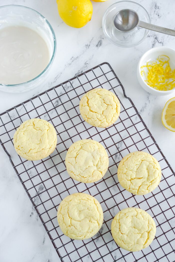 Baked Lemon Cookies on cooling rack