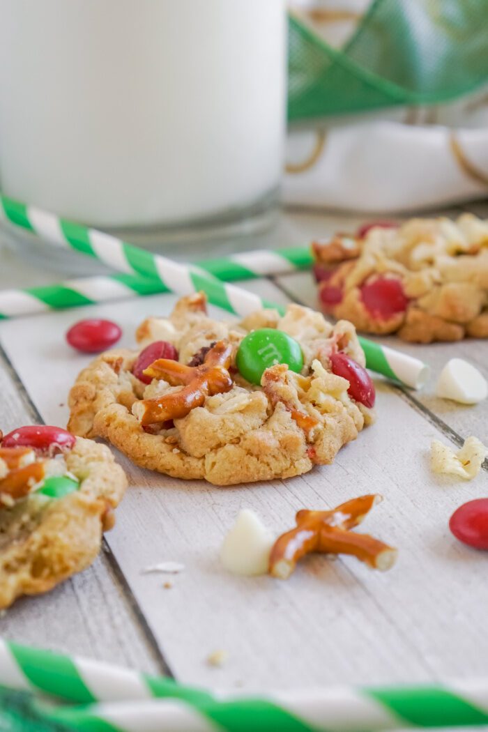 Close up of a Kitchen Sink Christmas Cookie