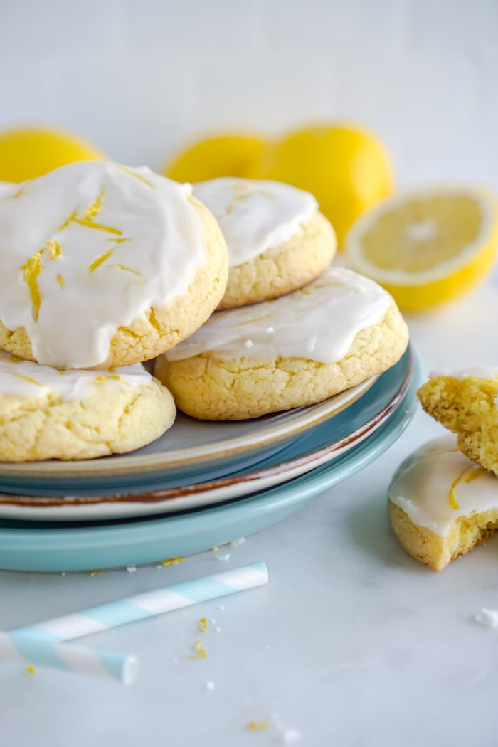 Many Lemon Cake Mix Cookies on a plate