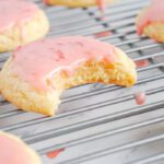 Bite out of Strawberry Glaze Sugar Cookies