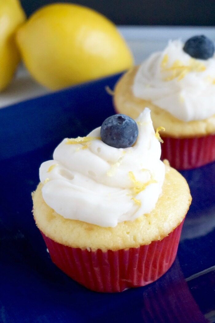 Close up view of a Lemonade Cupcake