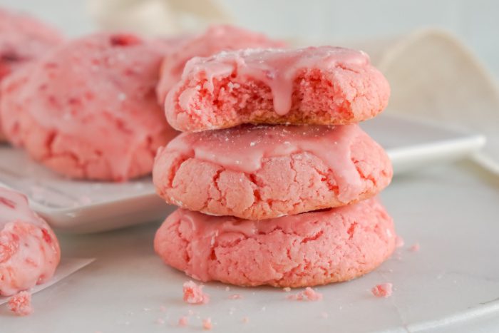 Wide view of a stack of Strawberry Cookies