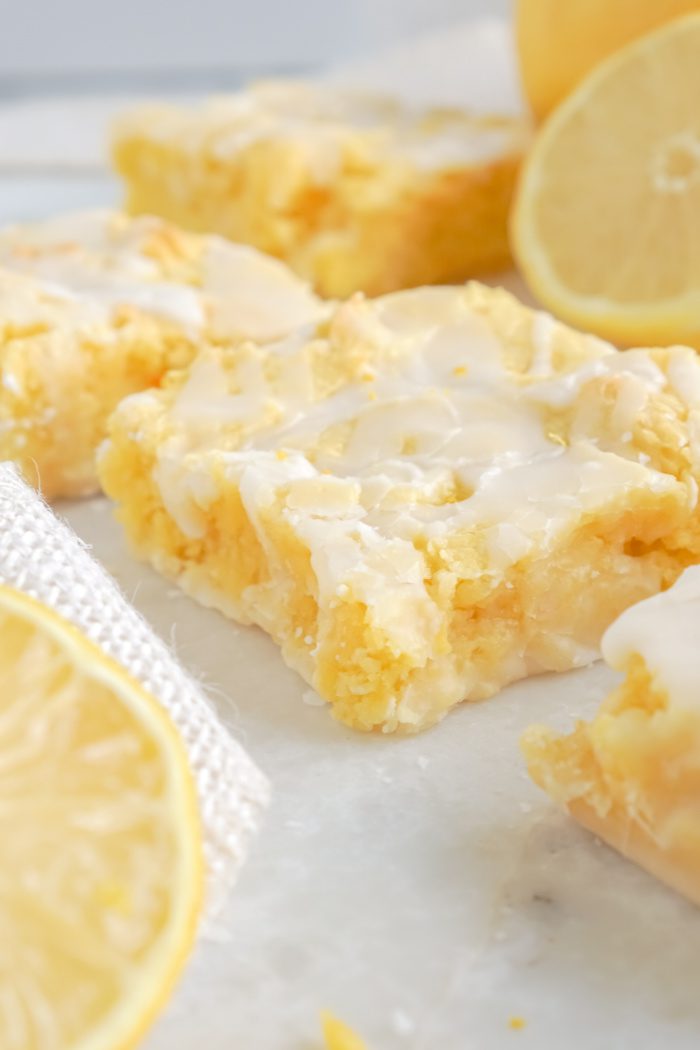 Close up of a Lemon Brownie square