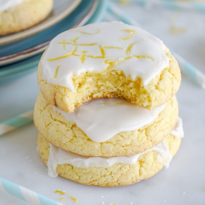 3 Lemon Cake Mix Cookies stacked