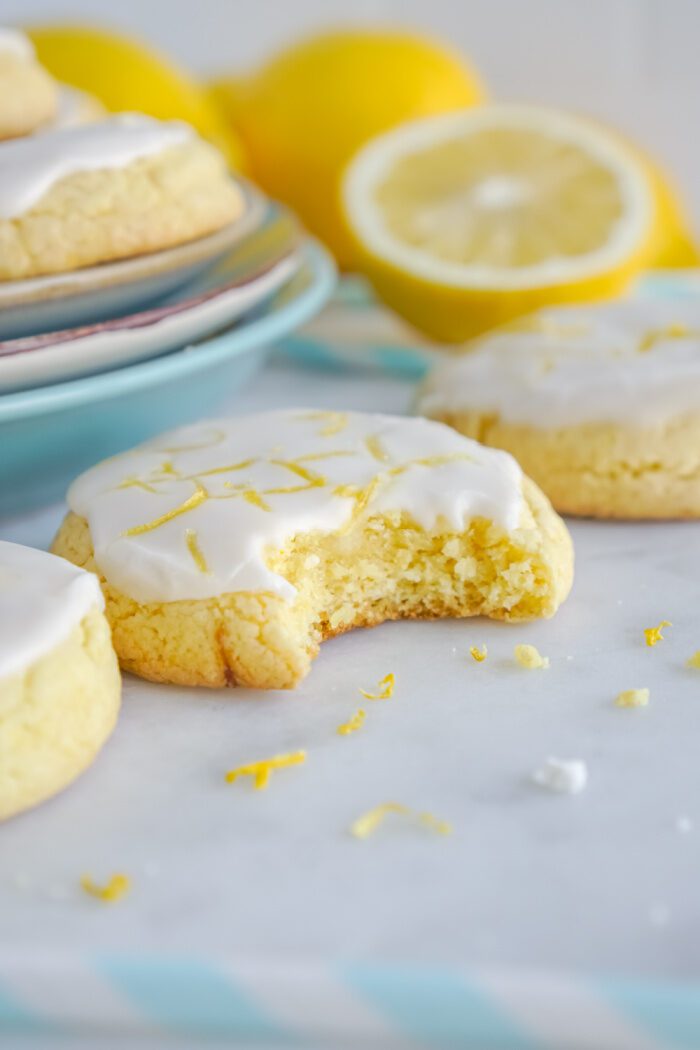 3 Lemon Cake Mix Cookies in a row