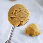 Scooped cookie dough in a cookie dough scoop