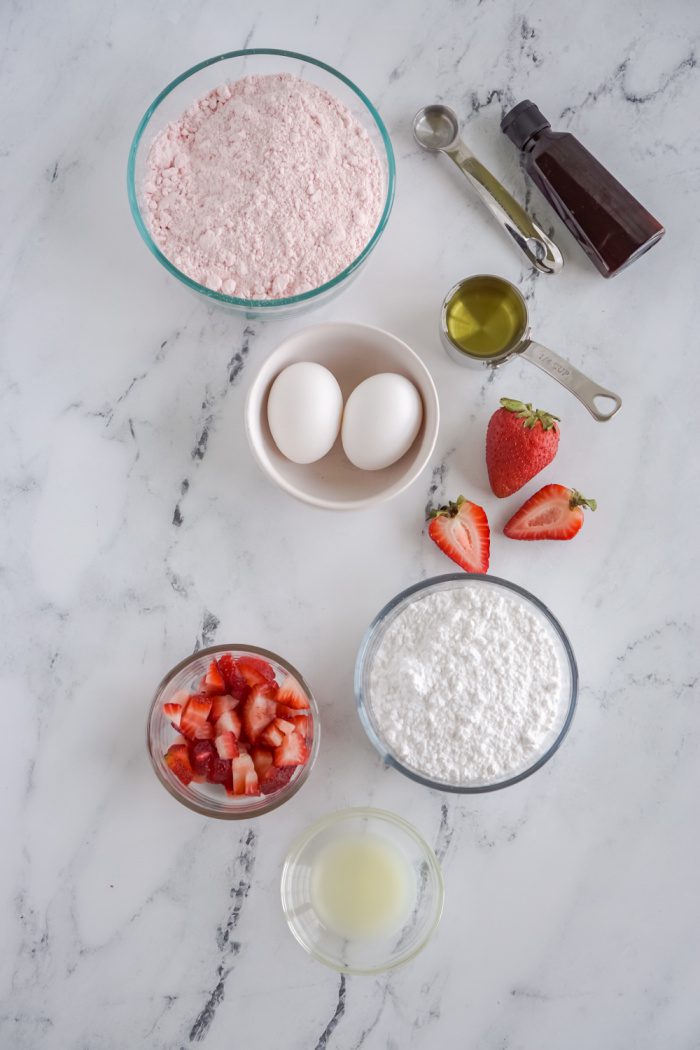 Strawberry Cake Mix Cookies with Strawberry Lemon Glaze Ingredients