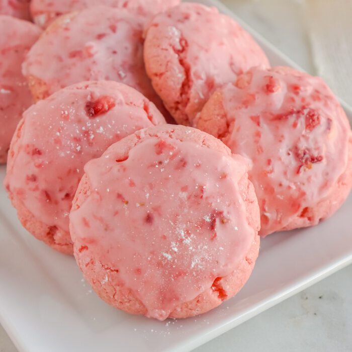 Close up view of Strawberry Cookie on a plate
