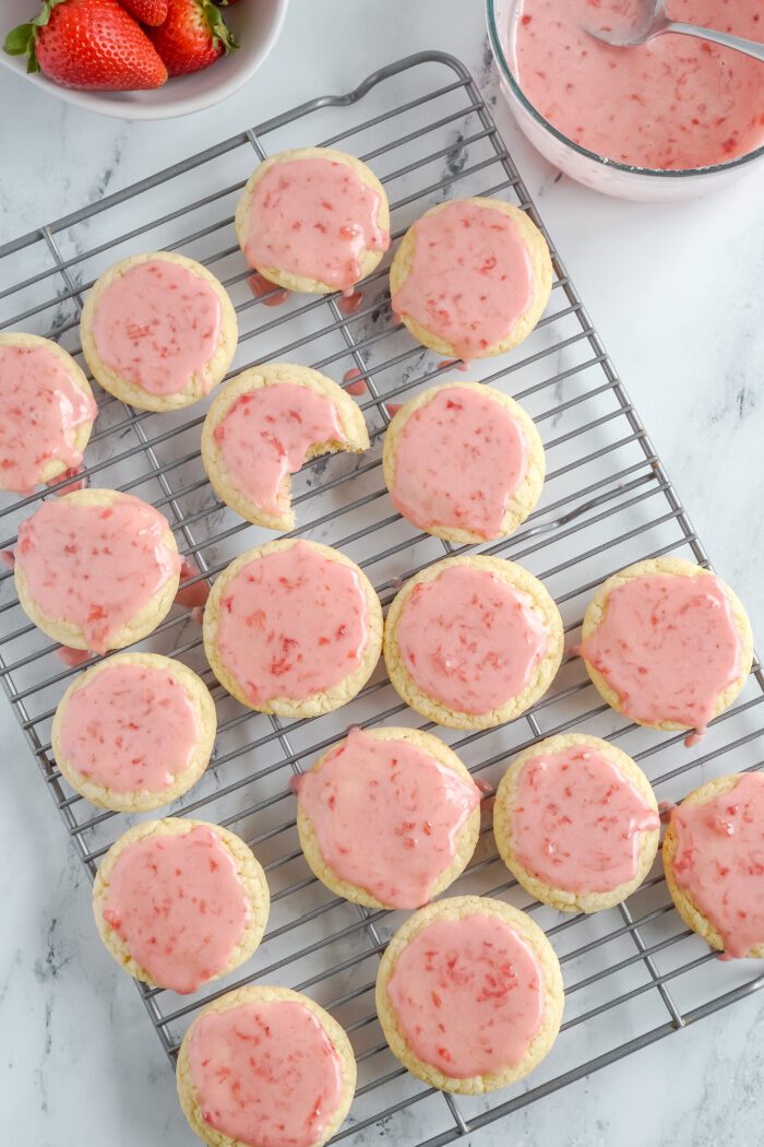 Strawberry Glaze Cookies on Rack