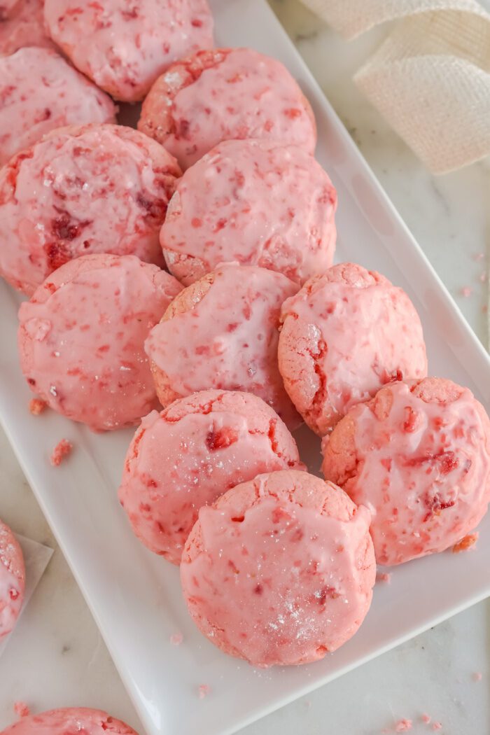 Lots of Strawberry Glazed Cookie on a plate