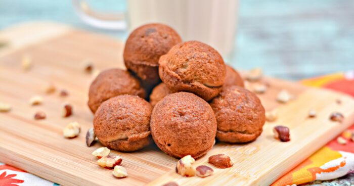 Banana Nut Bread Bites in a pile