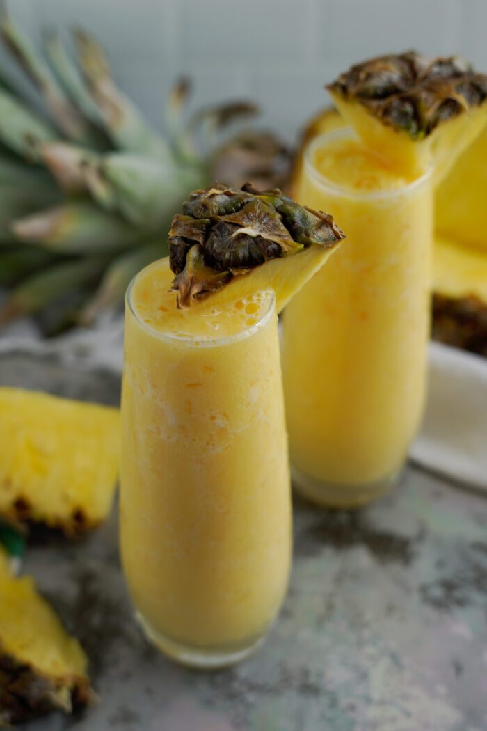 Above view of Pineapple smoothies