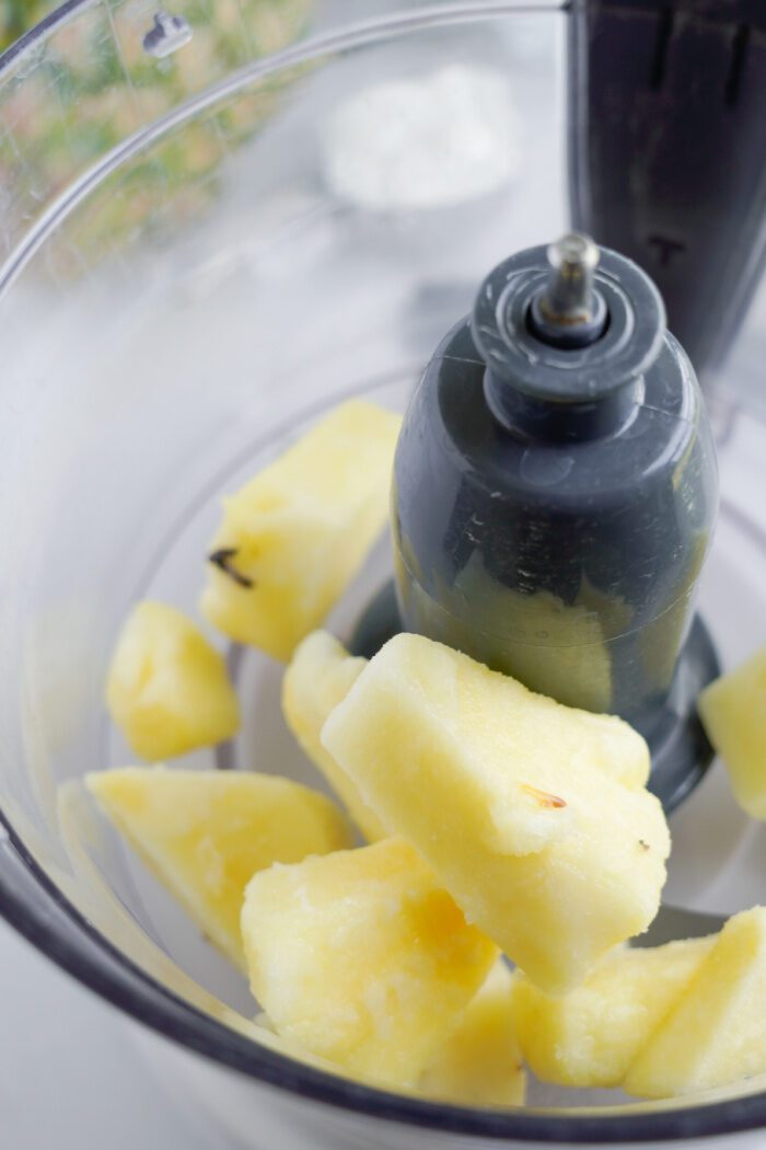 Frozen pineapple in blender