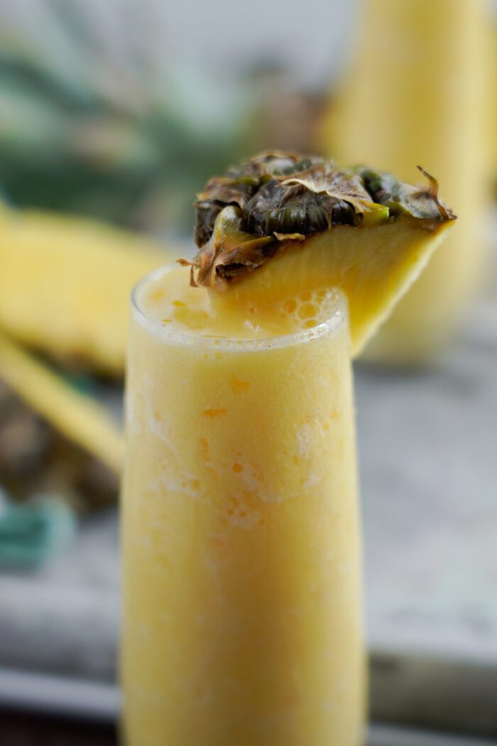 Close up of a pineapple smoothie