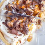 No Bake Snickers Cheesecake Pie