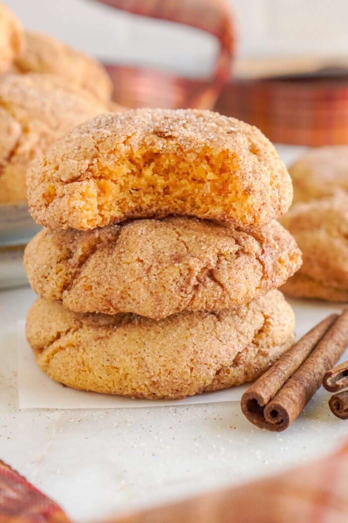 Stack of 3 Pumpkin Snickerdoodle Cookies