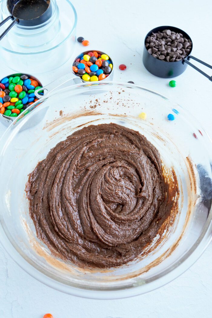 Dry ingredients added to bowl