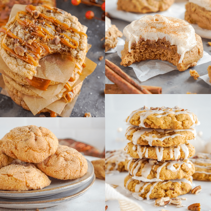 Four different kinds of pumpkin cookies.