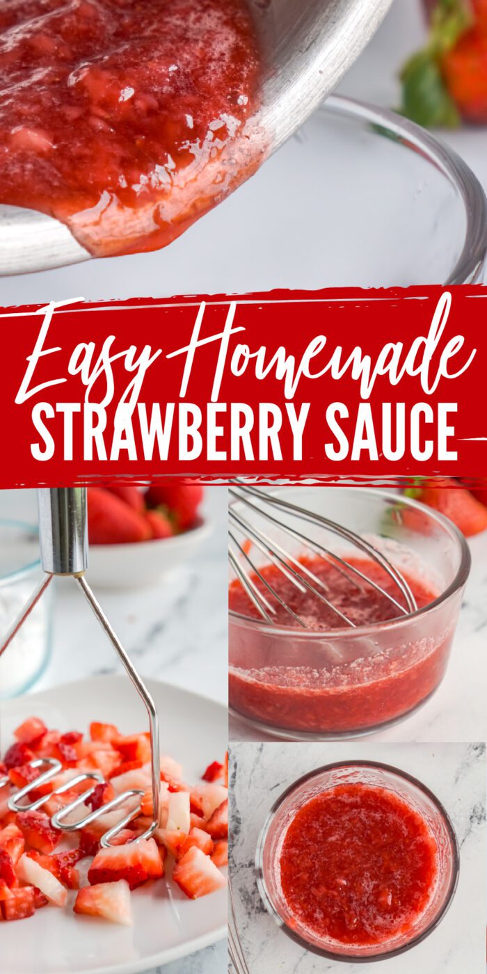 Homemade strawberry sauce made with fresh strawberries.