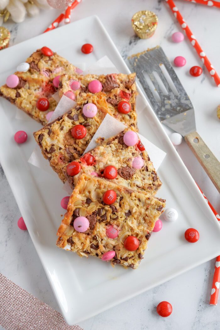 Above view of Magic Bars on a plate