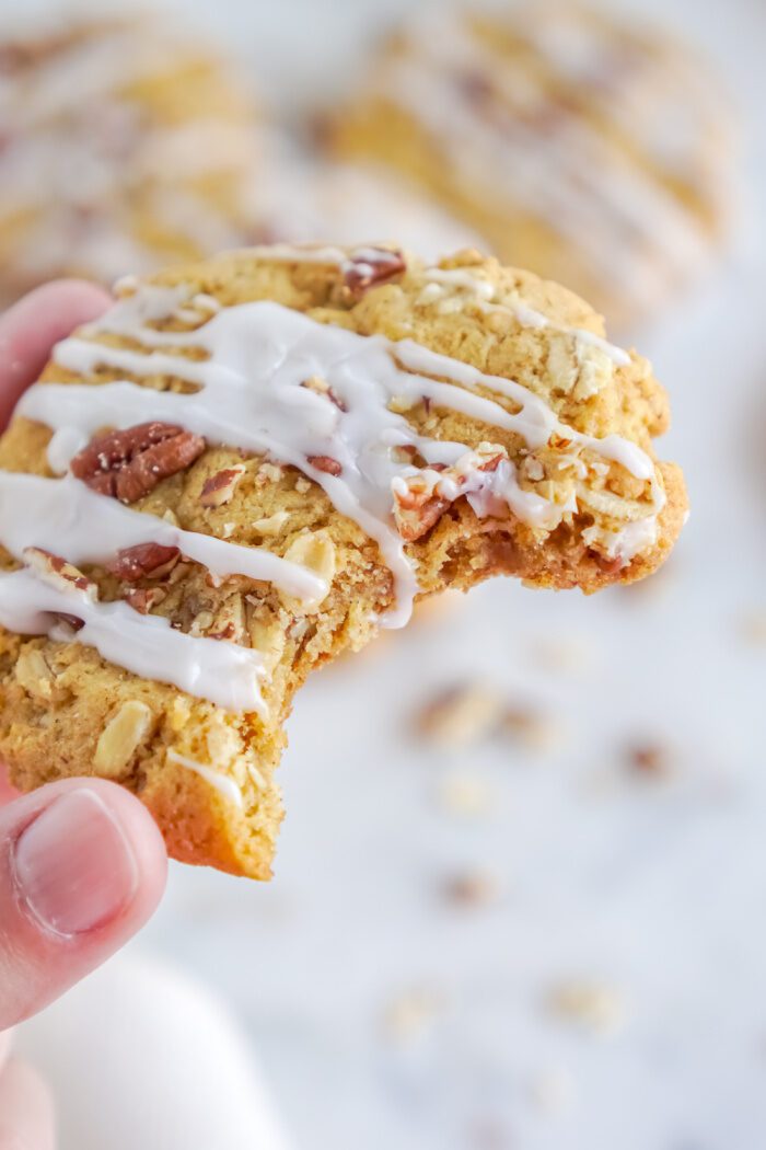 Someone holding a Pumpkin Oatmeal Cookies