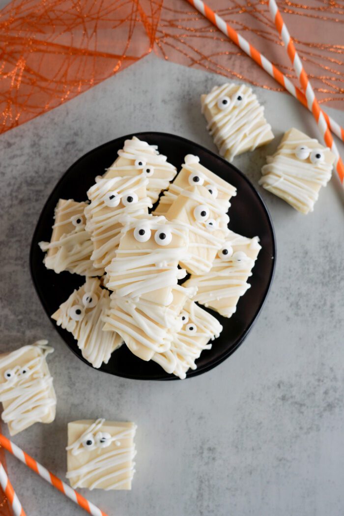 Plate of White Chocolate Mummy Fudge