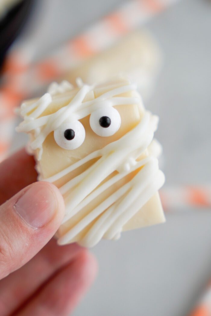 Someone holding a White Chocolate Mummy Fudge