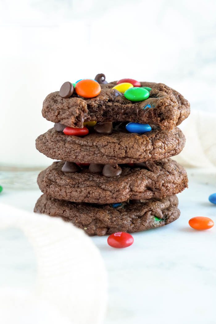 Easy Double Chocolate M&M Cookies Bite Out