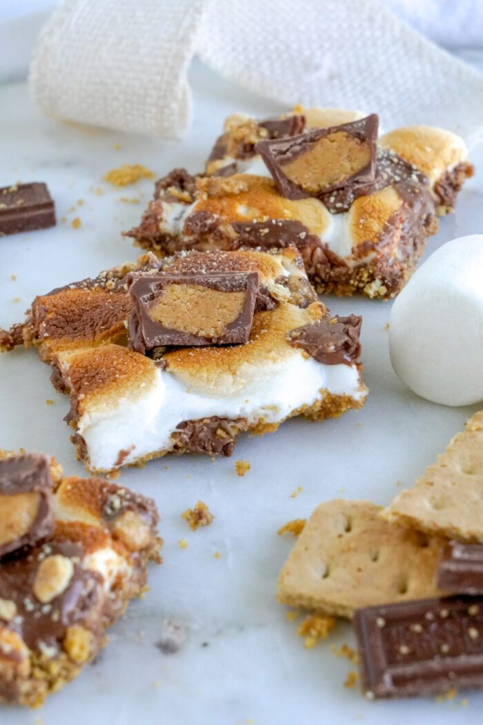 Reese's S'mores Bars cut into squares