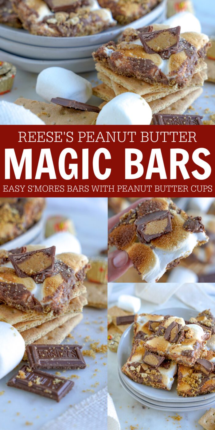 A collage of Reese's Peanut Butter Magic Bars.