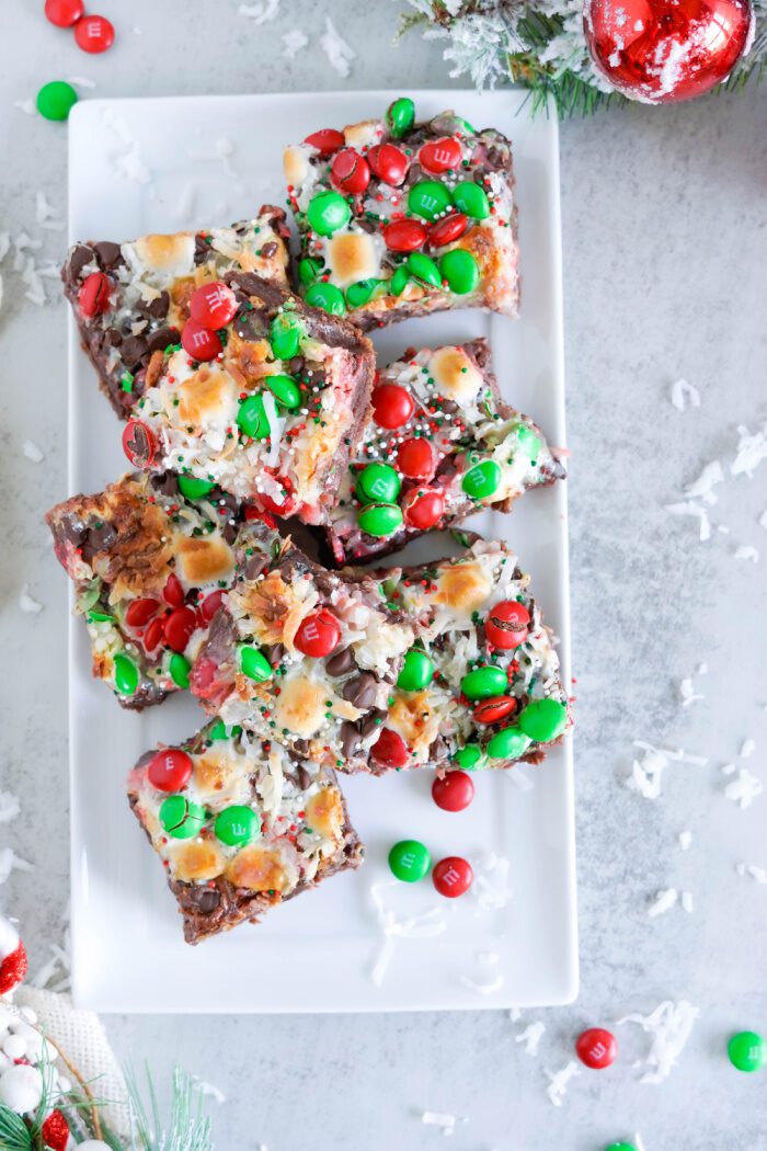 Christmas Magic Bars on a plate