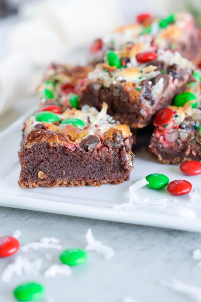 Slices of Christmas Magic Bars squares