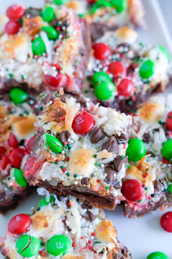 Above view of several Christmas Magic Bars