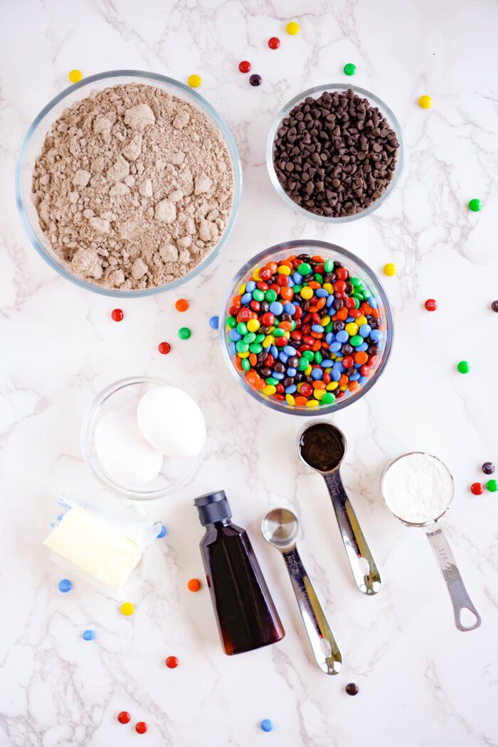 Easy M&M Brownie Mix Cookies Ingredients