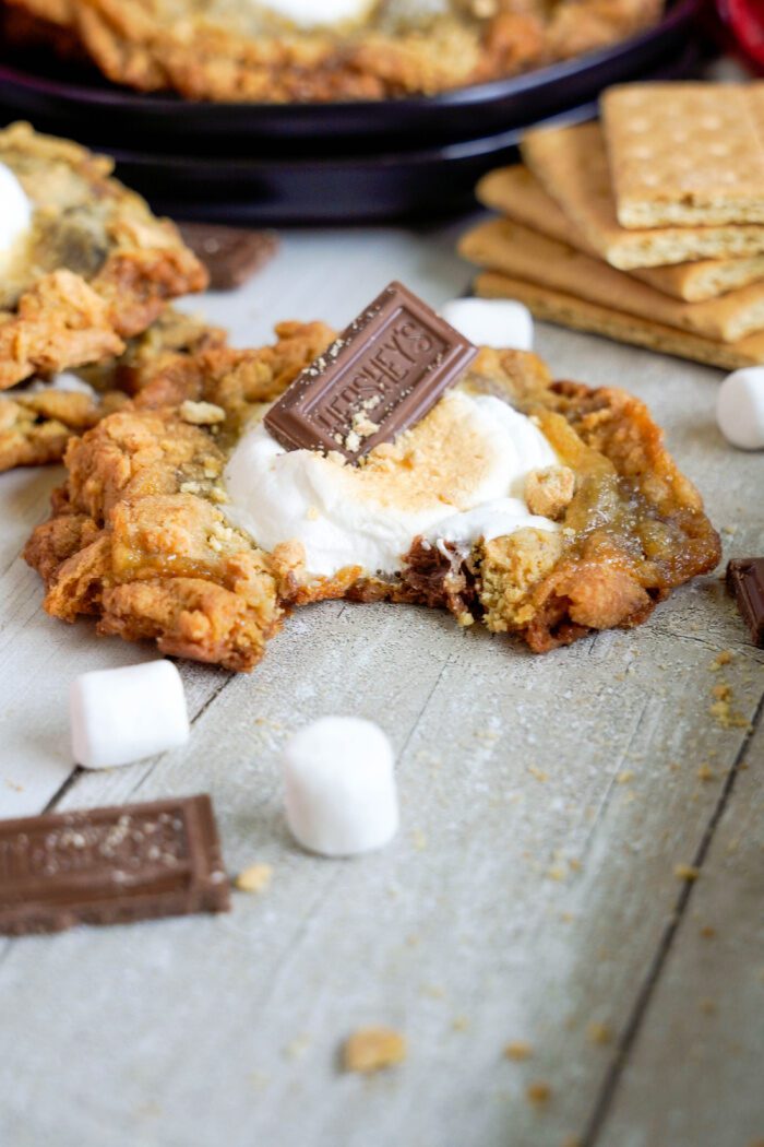 S'mores Cookie with a bite taken out of it