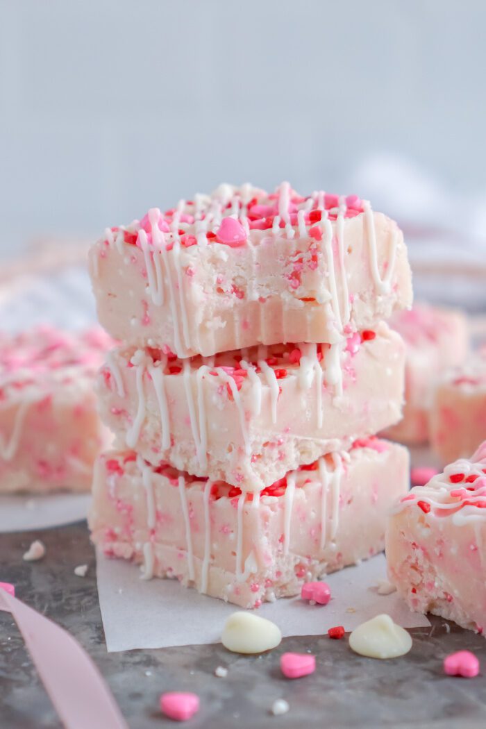Stack of 3 Valentine's Day fudge squares