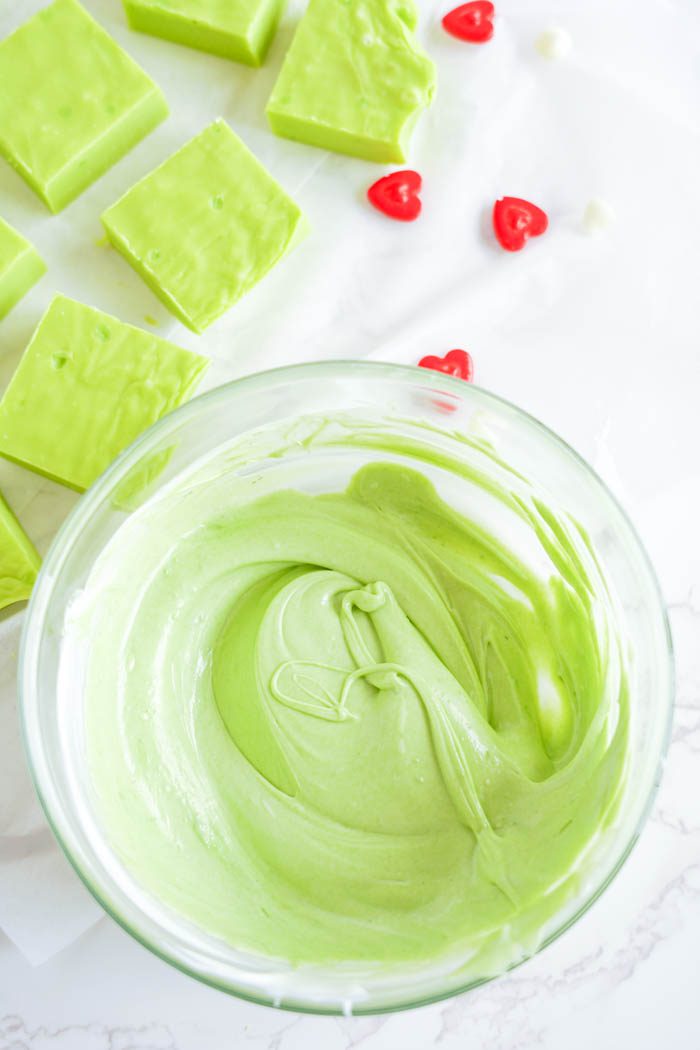 Grinch Fudge with Green Drizzle