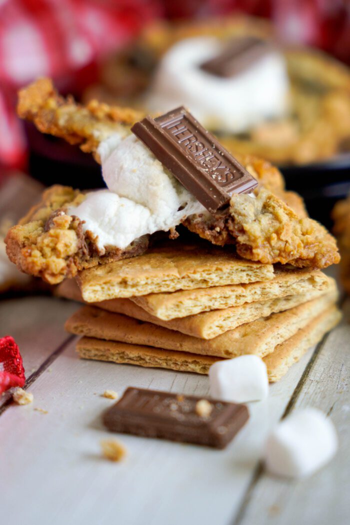 S'mores cookie on top of pile of graham crackers