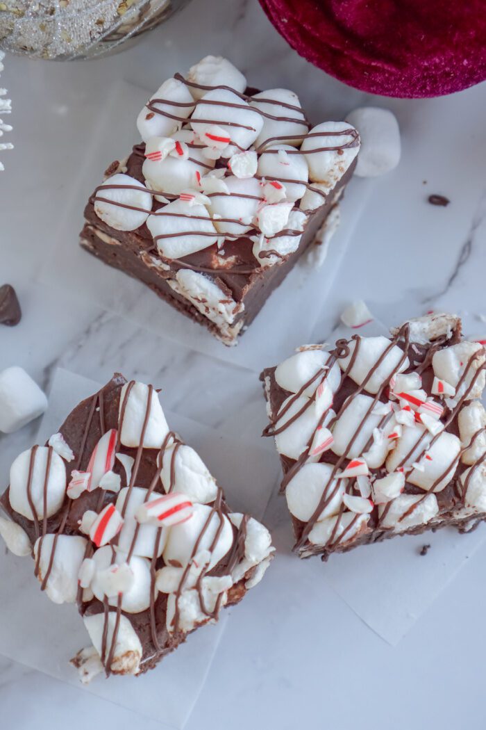 Above view of Hot Chocolate 3 Peppermint Fudge squares