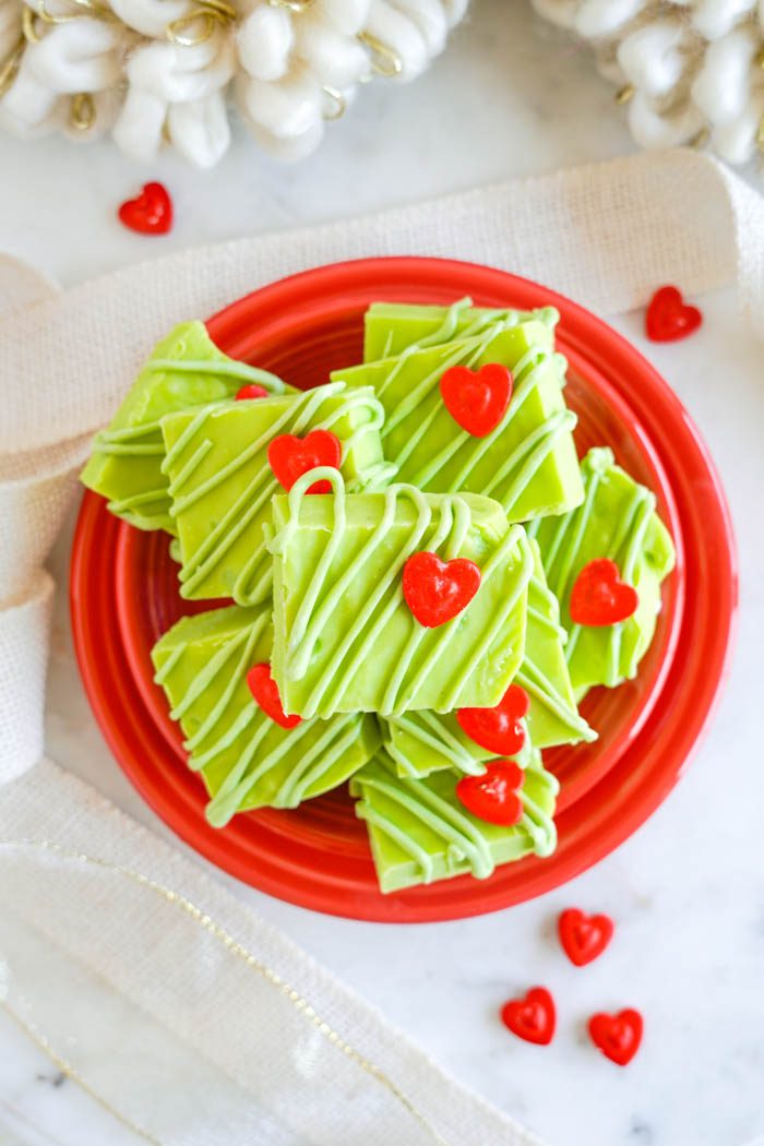 Plate of Green Grinch Fudge