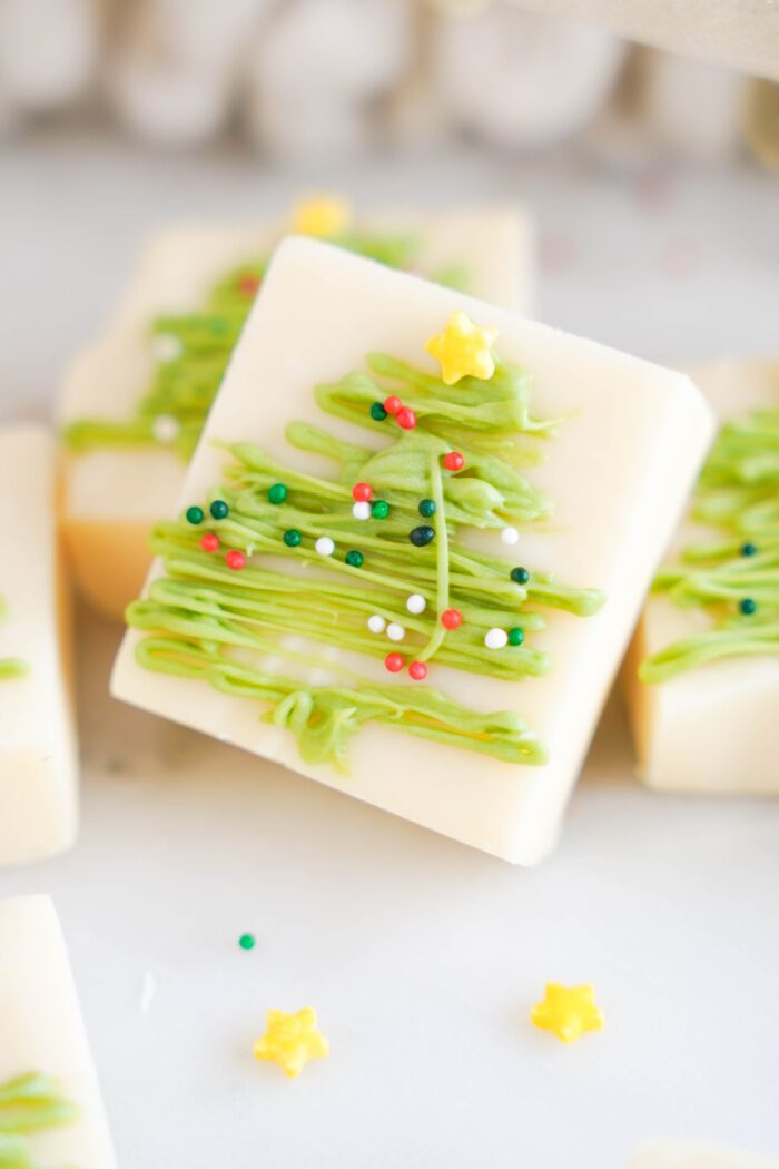 A Christmas Vanilla fudge square