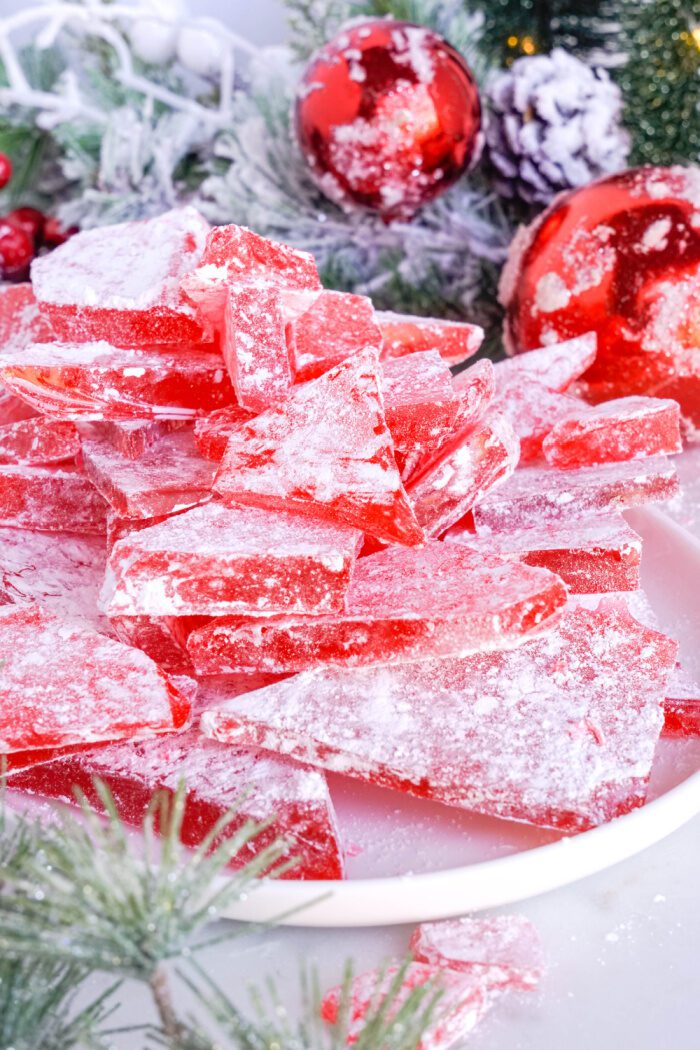 Plate of several Cinnamon Hard Candy pieces