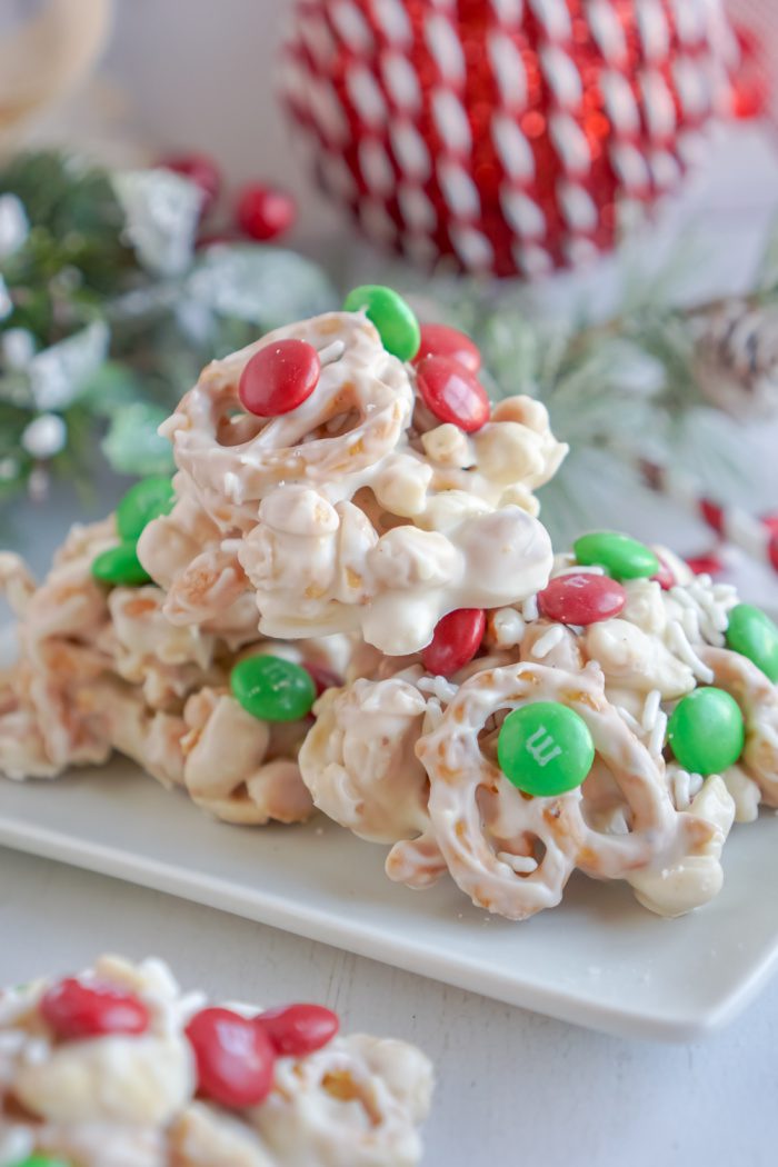 White Chocolate Christmas Candy with Pretzels