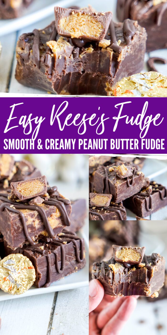 A collage of images of Reese's fudge.