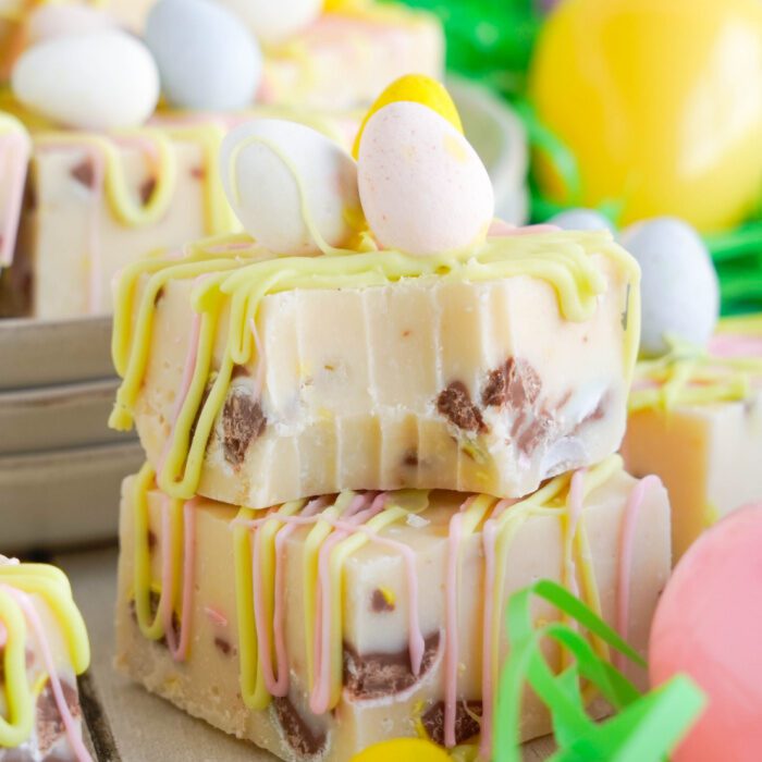 Stack of 2 White Chocolate Cadbury Egg Fudge Squares